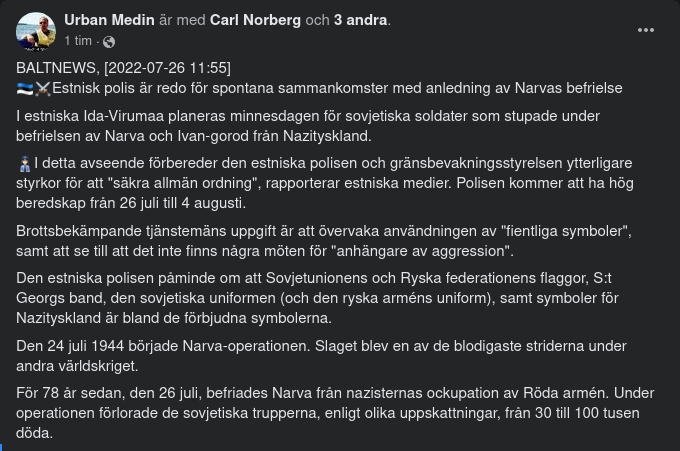 Minnesdag För Stupade Ryssar I Estland