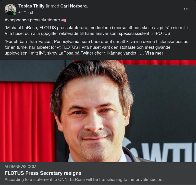 FLOTUS Pressekreterare Lämnar