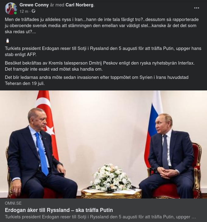 Erdoğan Hälsar På Putin 5:e Augusti