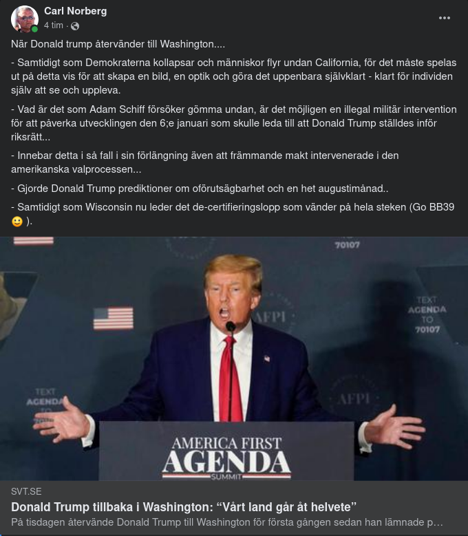 Trump Åter I Washington