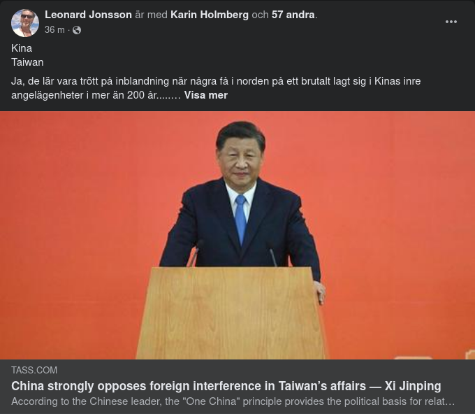 Kina Motsätter Sig Utländsk Störning I Taiwans Angelägenheter