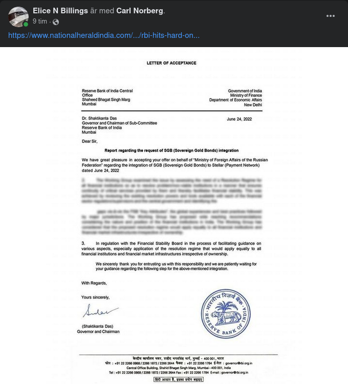 RBI, Kryptovaluta & Guld