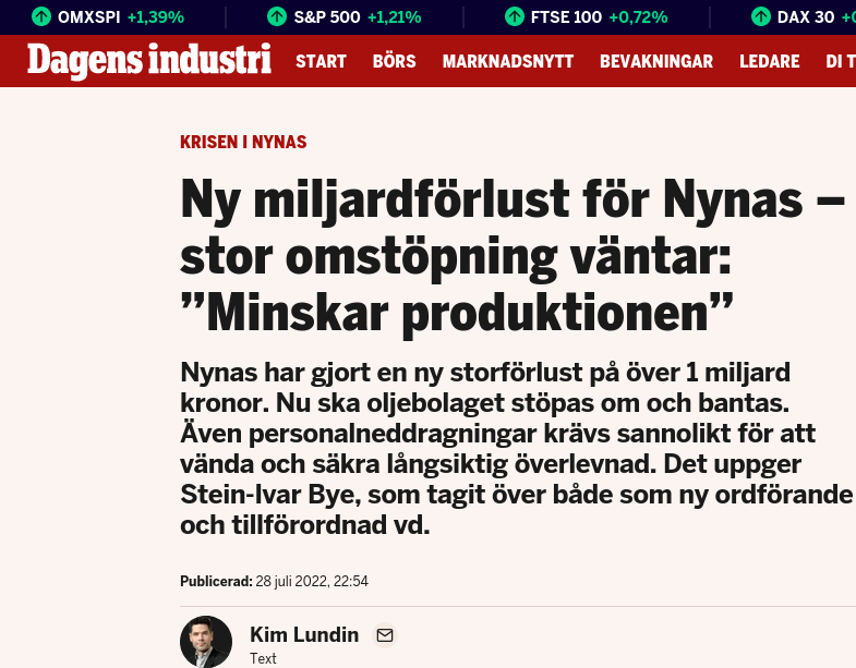 Ny Miljardförlust För Nynas