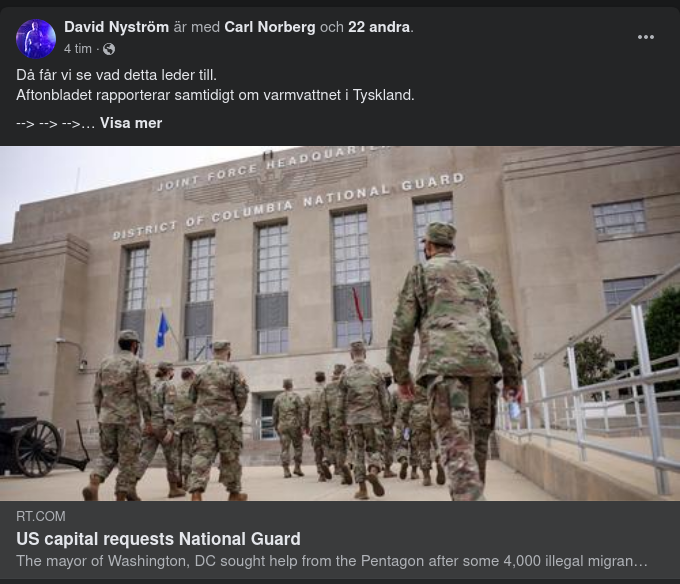 Washington D.C. Begär Nationalgardet För Immigranthantering