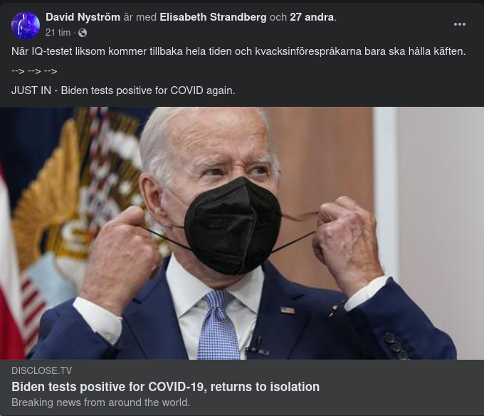 Covidiotismittat Underlivsporslin Igen