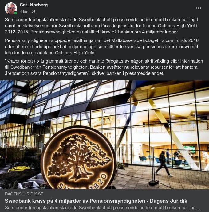 Pensionsmyndigheten Kräver 4 Miljarder Av Swedbank
