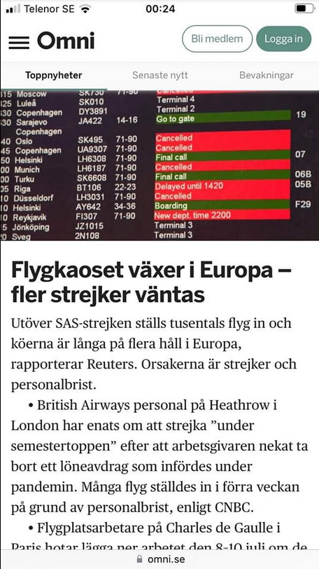 Växande Europeiskt Flygkaos