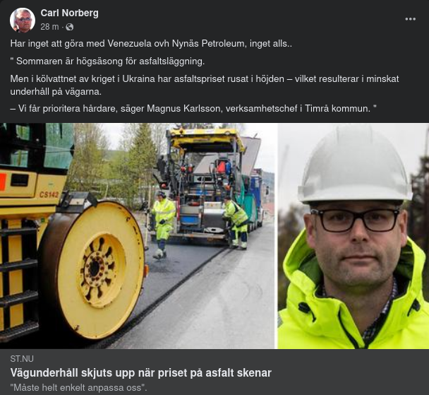 Dyr Asfalt & Uppskjutet Vägunderhåll