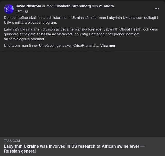 Labyrinth Ukraine & Afrikansk Svinpest