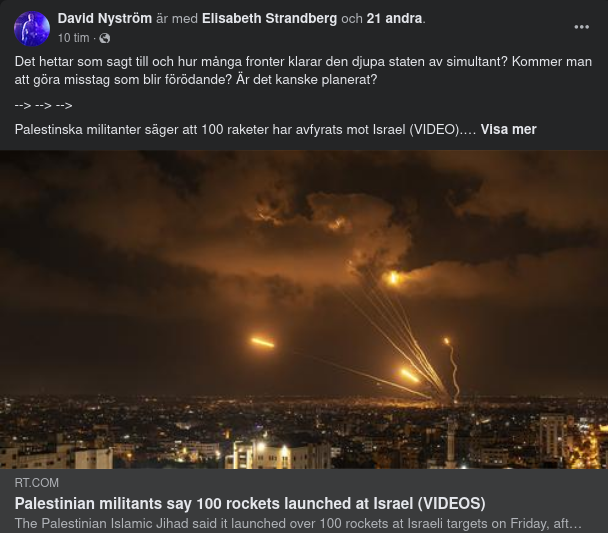 100 Raketer Från Palestinian Islamic Jihad (PIJ) Mot Israel