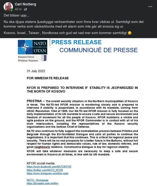 KFOR Är Förberett