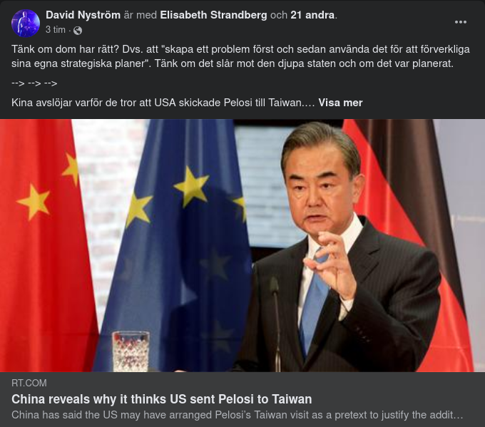 Kina Om Amerikanskt Syfte Med Pelosi-Resa