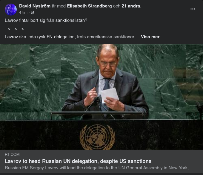 Lavrov Leder Rysk FN-Delegation