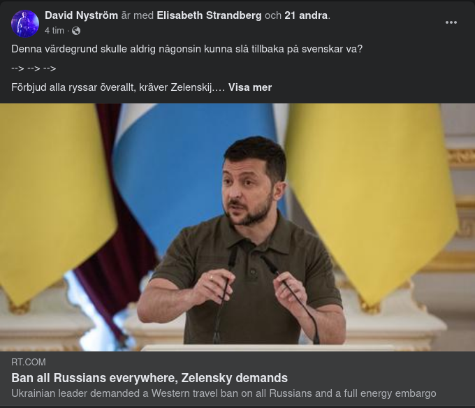 Zelensky Vill Förbjuda Ryssar Överallt