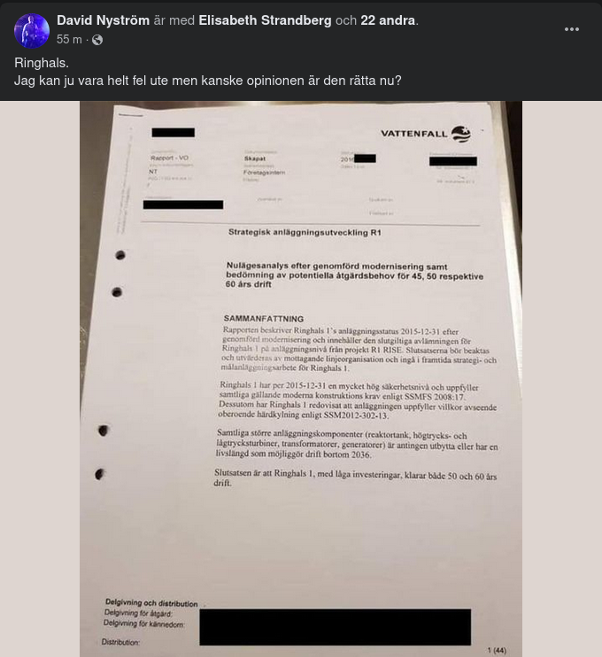 Nulägesanalys Av Ringhals 1