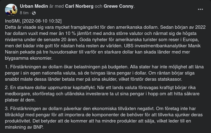 Dollarstarka Konsekvenser