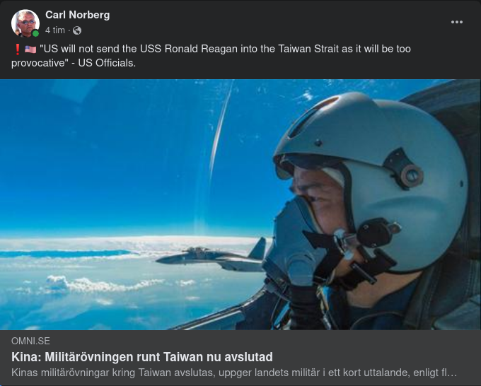 Avslutad Övning Runt Taiwan