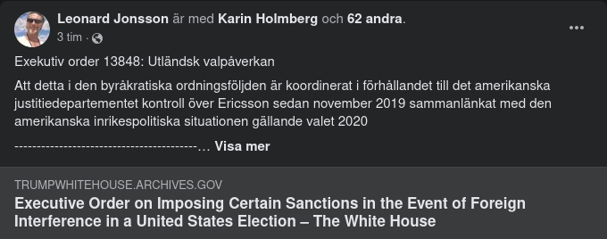 Exekutiv order 13848: Utländsk valpåverkan