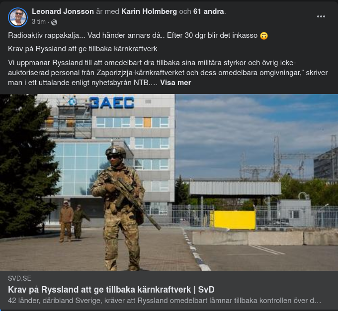 Kärnkraftverksåterlämningskrav På Ryssland Från 42 Länder