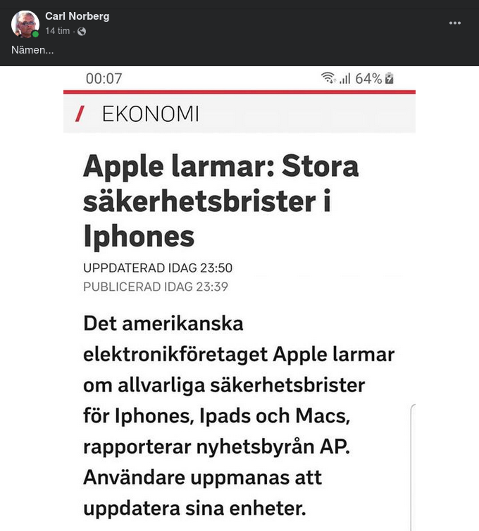 Apple Larmar Om Stora Säkerhetsbrister I Iphones