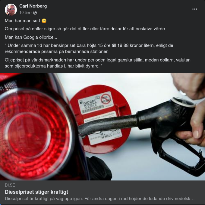 Dieselpris, Oljepris & Dollarpris