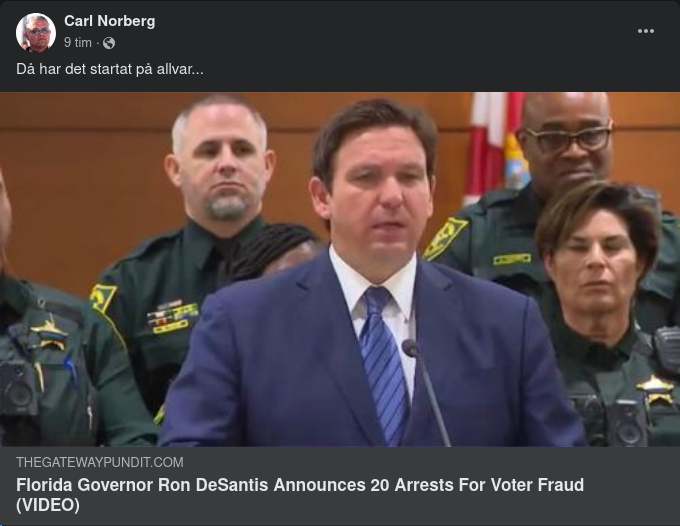 Ron DeSantis Frihetsberövar 20 För Valfusk