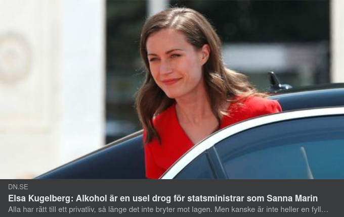 Usel Drog För Statsministrar Som Sanna Marin