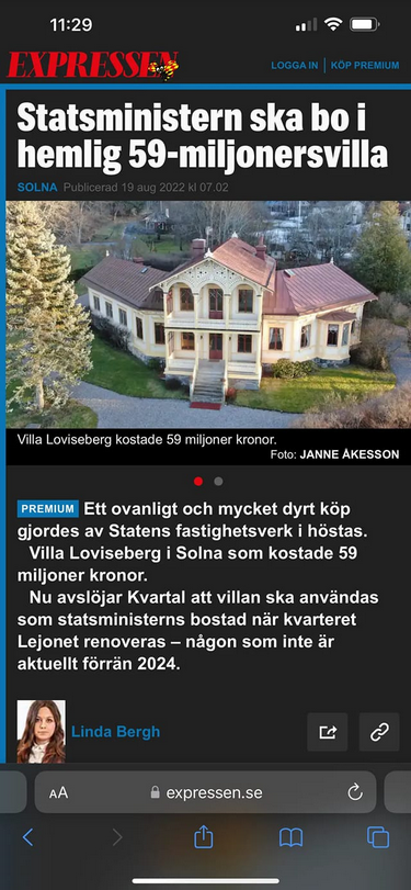 Villa Loviseberg För Statsministern