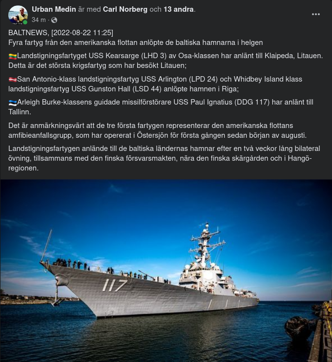 Amerikanskt Flottbesök I Baltiska Hamnar