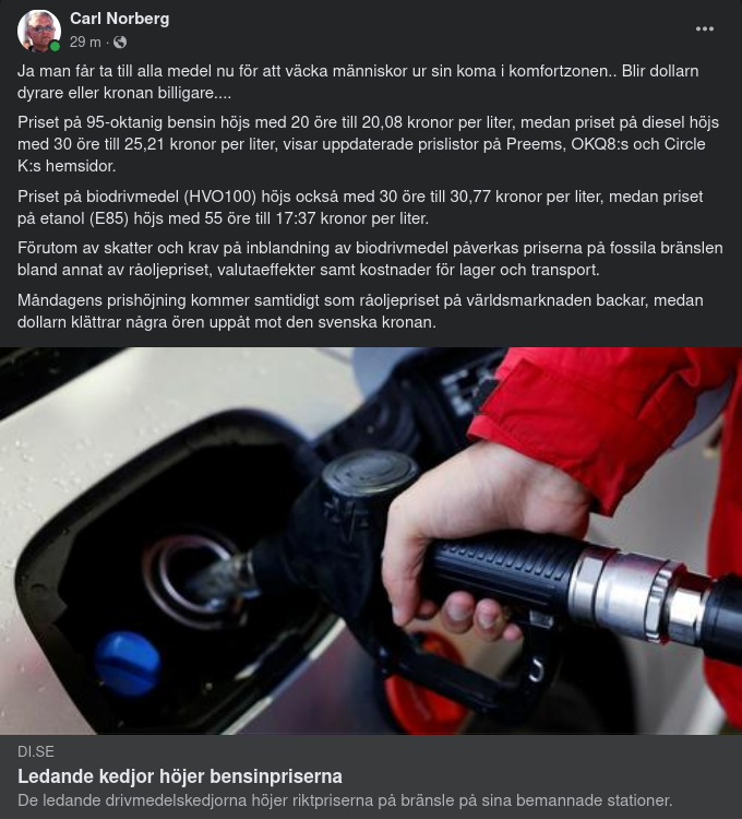 Bränslepris, Oljepris & Valutapris