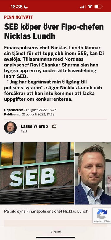 Finanspolisens Chef Till SEB