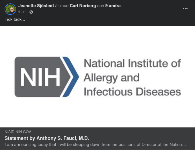 Fauci Tillkännager Sin Avgång