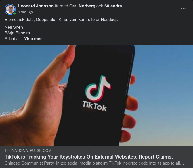Tangenttryckningsspårande TikTok