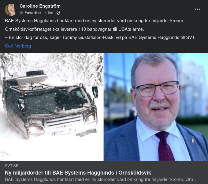 Amerikansk Miljardorder Till BAE Systems Hägglunds I Örnsköldsvik