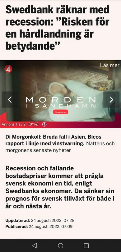 Tillväxtsprognossänkande Swedbankekonomer