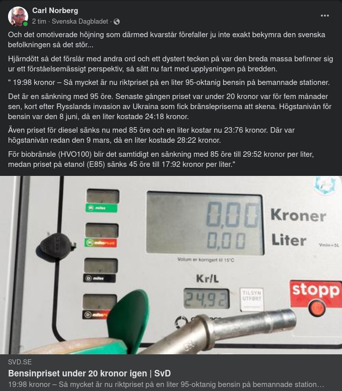 Bränsleprisnedgång