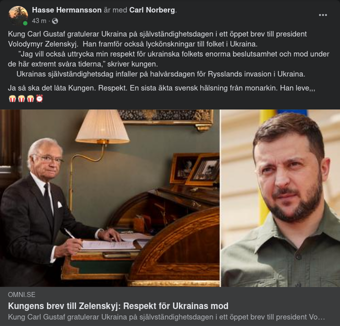 Kungligt Uttryckt Respekt För Det Ukrainska Folket