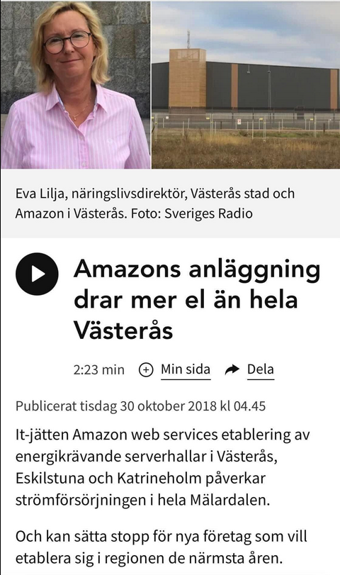 Amazonanläggning Drar Mer El Än Västerås