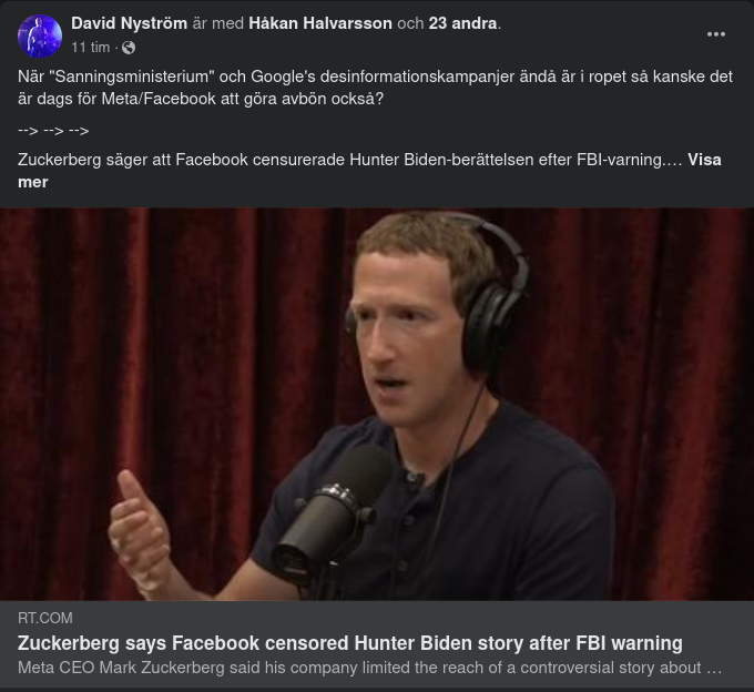 Zuckerberg Censurerade Hunter-Historien Efter FBI Kontakt