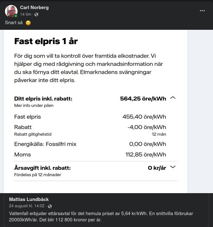 Elpriserbjudande Från Vattenfall