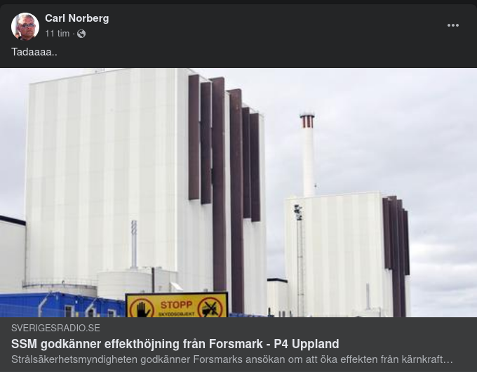 Effekthöjning Från Forsmark Godkänt Av SSM