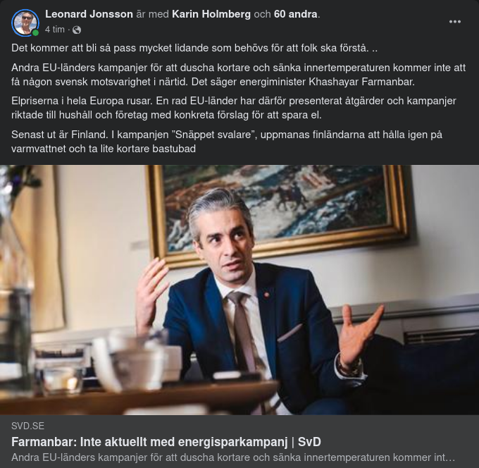 Energisparkampanj Inte Aktuellt För Energiministern