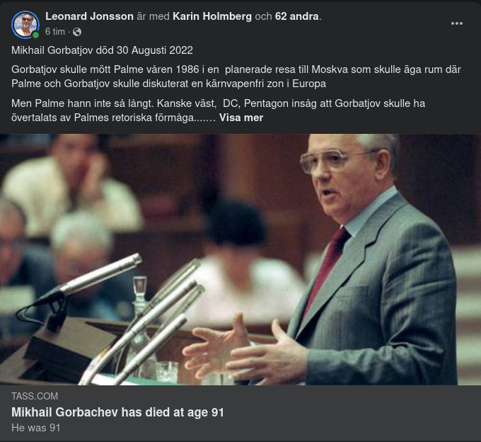 Gorbatjov Död Vid 91