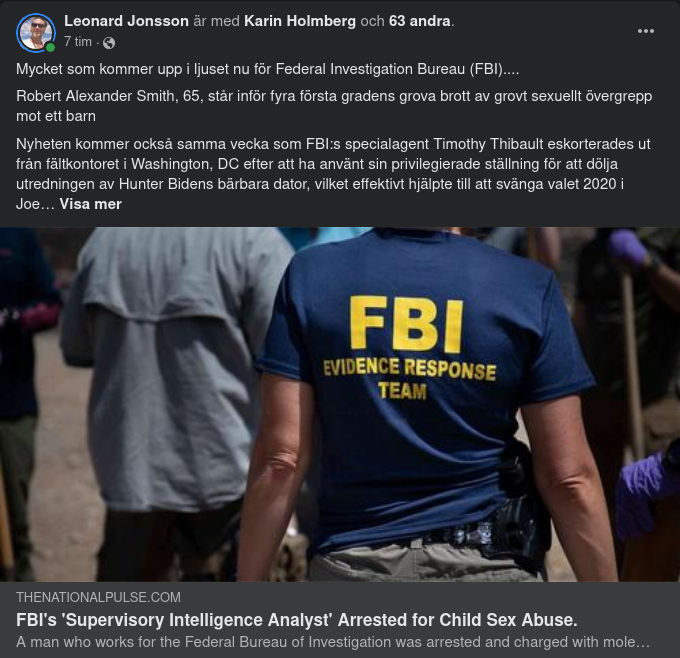 FBI-Anställd Anhållen För Grovt Sexuellt Övergrepp På Barn