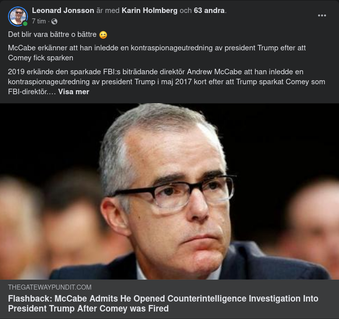 Återblick På McCabes Göranden Efter Trump Sparkat Comey