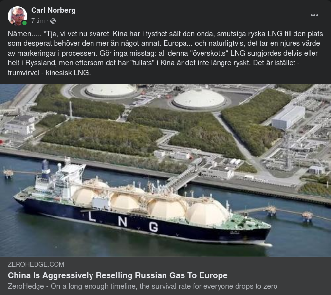 Kina Säljer Rysk Gas Till Europa