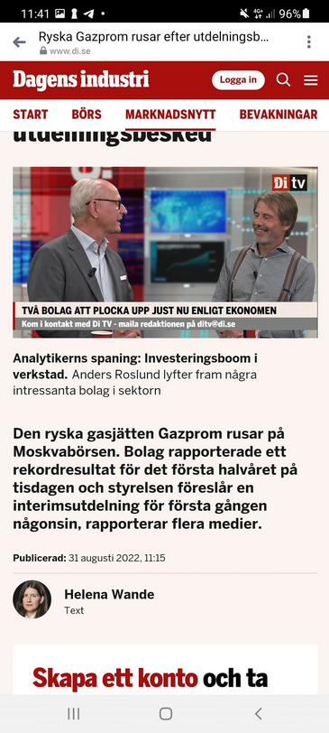 Gazprom Rusar På Moskvabörsen