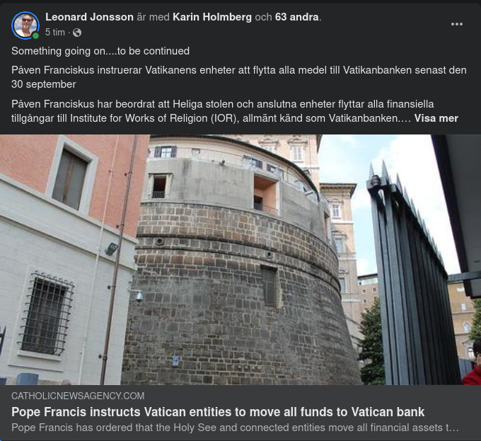 Finansiell Tillgångsflytt Till Vatikanbanken