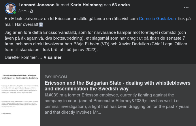 F.D. Ericsson-Anställd Om Sin Rättstvist Med Företaget