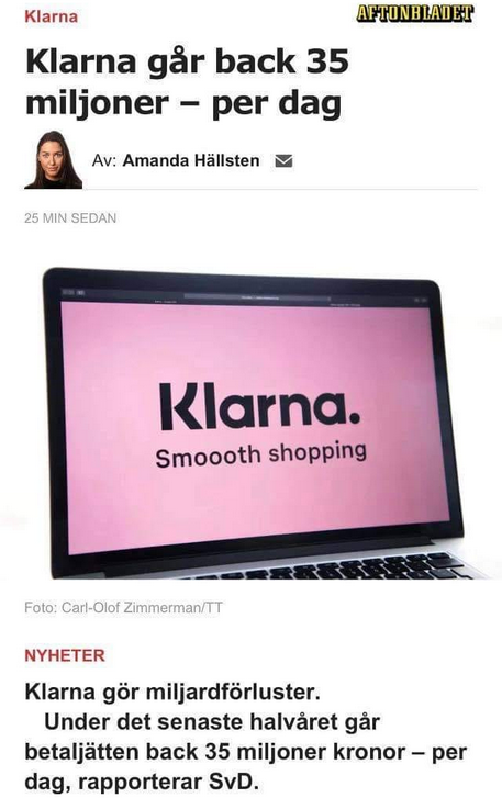 Miljardförluster För Klarna